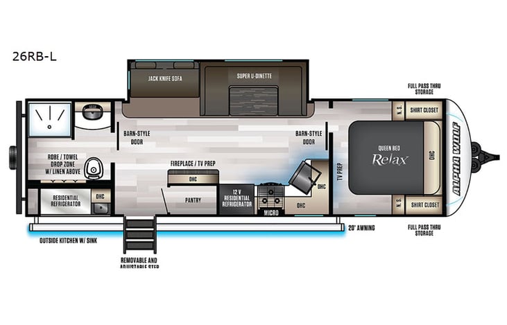 Representative floor plan provided by a trusted RVshare partner.