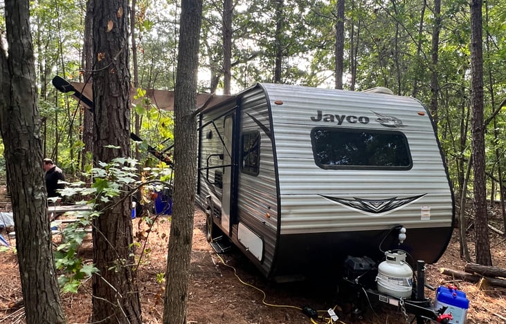 Stationary private wooded campsite