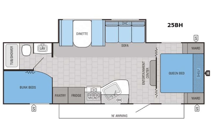 Representative floor plan provided by a trusted RVshare partner.