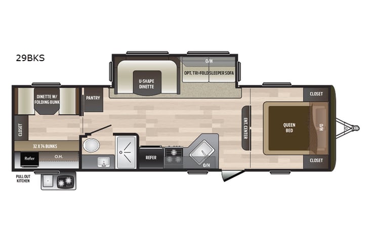 Representative floor plan provided by a trusted RVshare partner.