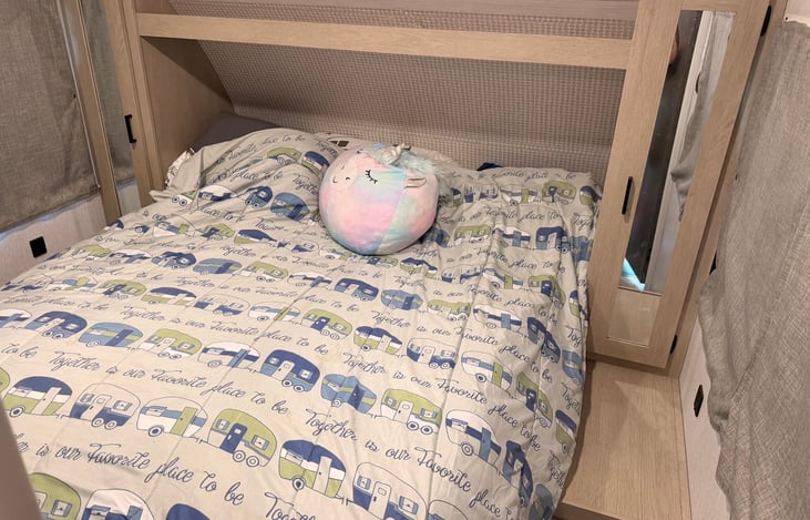 Super comfy camp king bed in the private master bedroom! Storage under bed and two closet cabinets that include openings at the bottom making it easy for cpap users