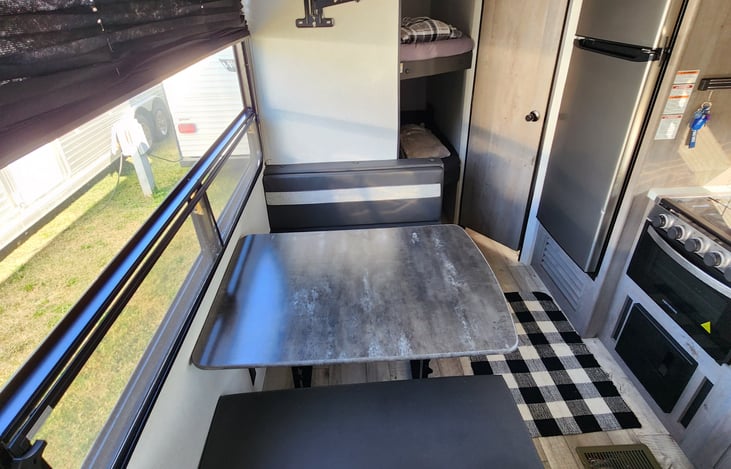 Dinette with tv above