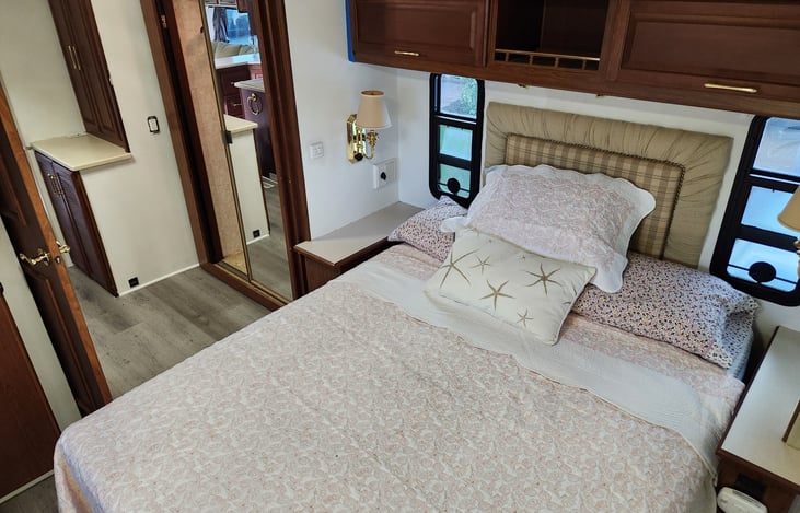 Queen bed in master bedroom