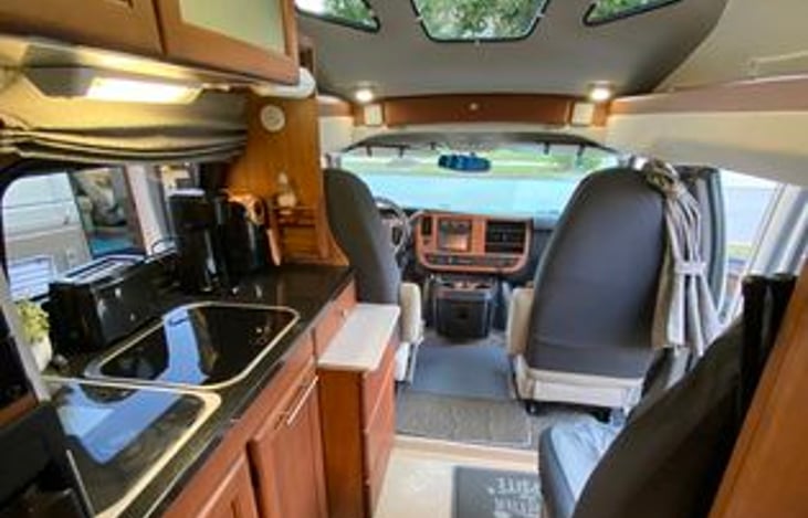 View from the back.  Notice 3 skylight windows in the ceiling for natural light.