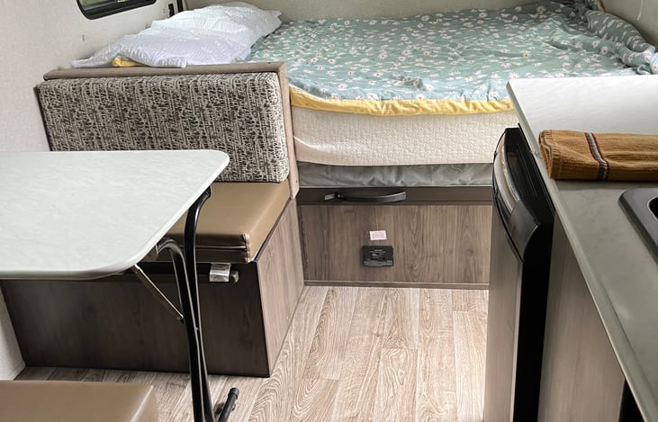 Full size bed with new 6” mattress. Tv and usb ports.