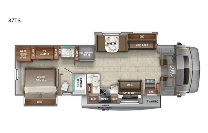 Representative floor plan provided by a trusted RVshare partner.