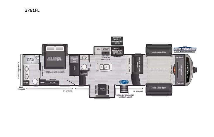 Representative floor plan provided by a trusted RVshare partner.