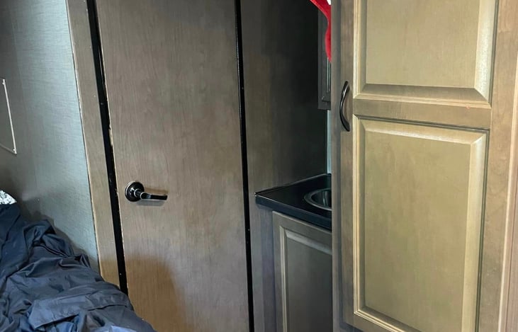 The cabin space is functional and cozy.