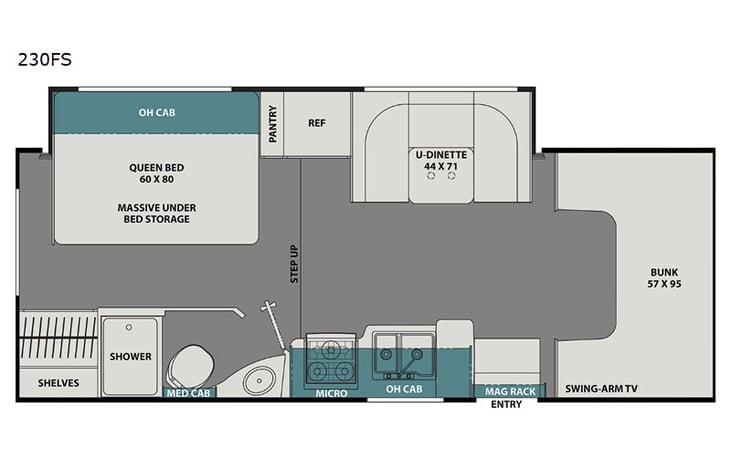 Representative floor plan provided by a trusted RVshare partner.