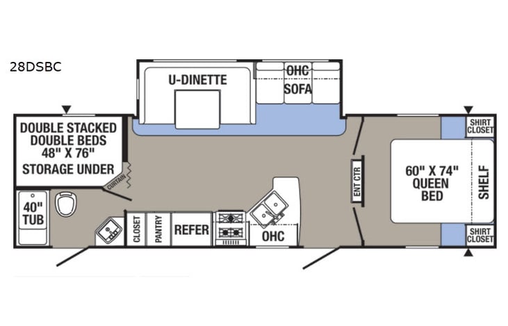 Representative floor plan provided by a trusted RVshare partner.