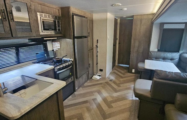 Living room and kitchen view.