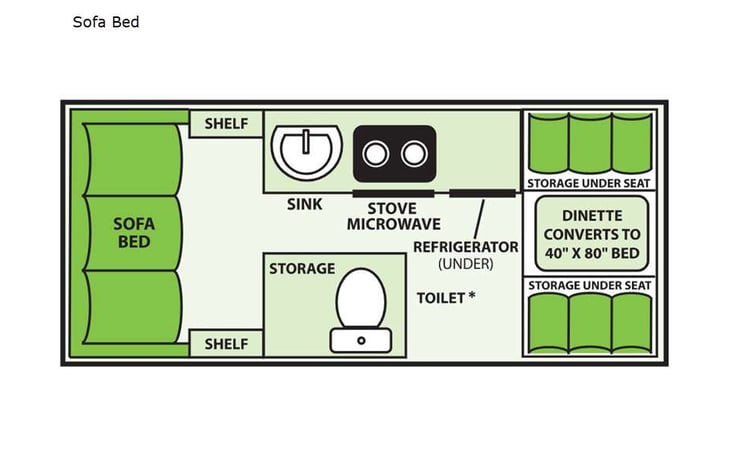 Representative floor plan provided by a trusted RVshare partner.