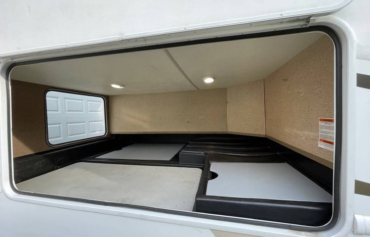 View of Exterior Storage area. This is this largest place for exterior storage on this RV.