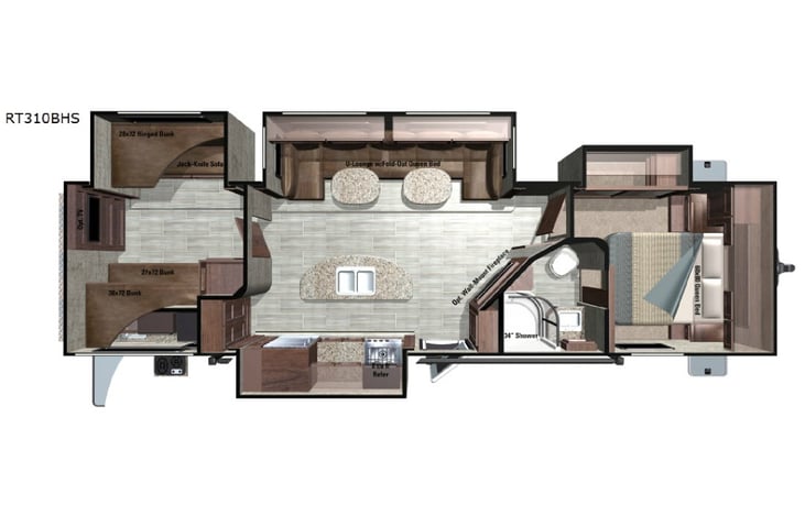 Representative floor plan provided by a trusted RVshare partner.