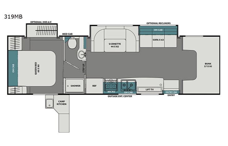 Representative floor plan provided by a trusted RVshare partner.
