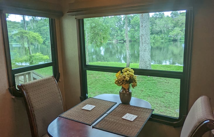 View of dining room looking out onto the Suwannee River