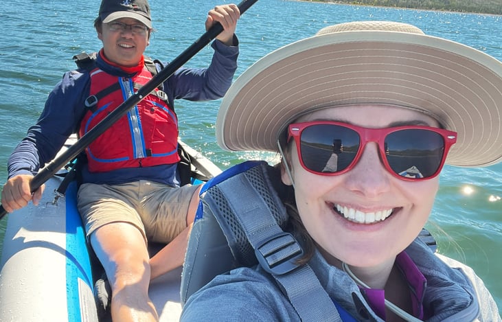 Rent kayak. Check "Optional Upgrades" for the fees.