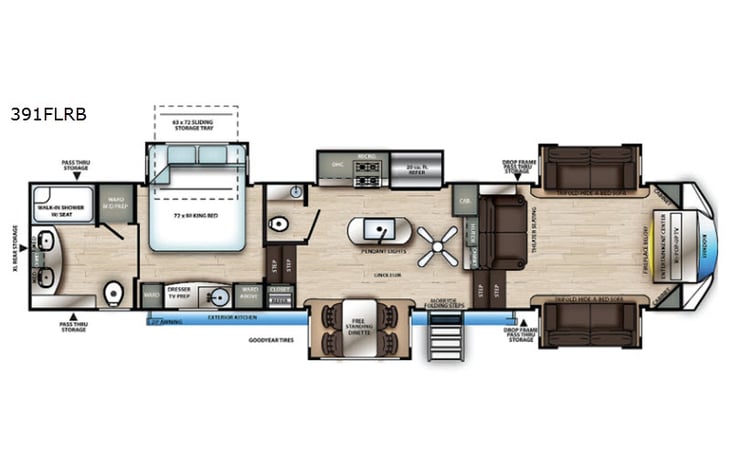 Representative floor plan provided by a trusted RVshare partner.