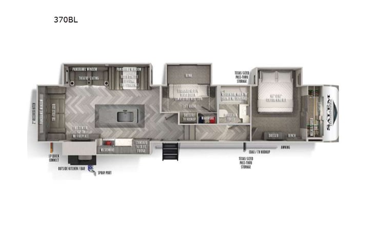Representative floor plan provided by a trusted RVshare partner.