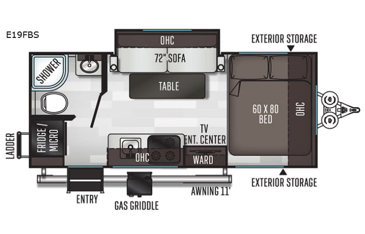 Representative floor plan provided by a trusted RVshare partner.