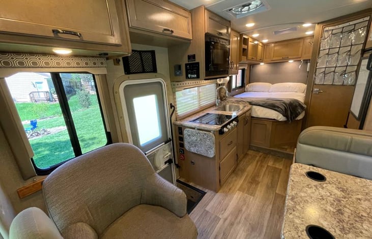 Upgraded Plush mattress and tons of overhead storage.