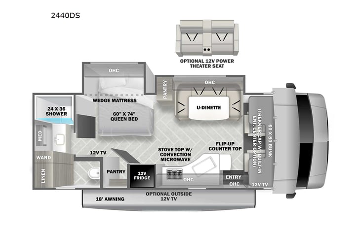 Representative floor plan provided by a trusted RVshare partner.