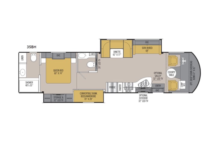 Representative floor plan provided by a trusted RVshare partner.