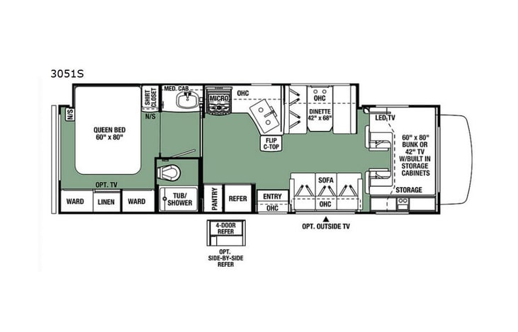Representative floor plan provided by a trusted RVshare partner.