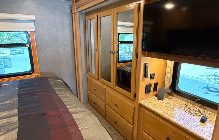 Smart TV. Tons of closet and drawer space.