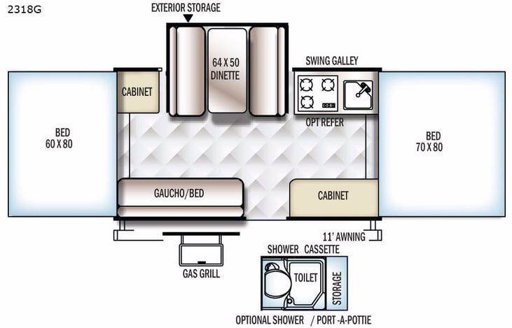Representative floor plan provided by a trusted RVshare partner.