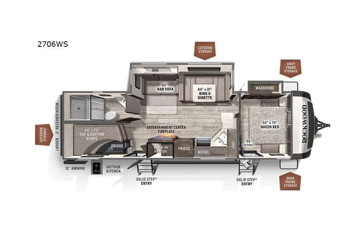 Representative floor plan provided by a trusted RVshare partner.
