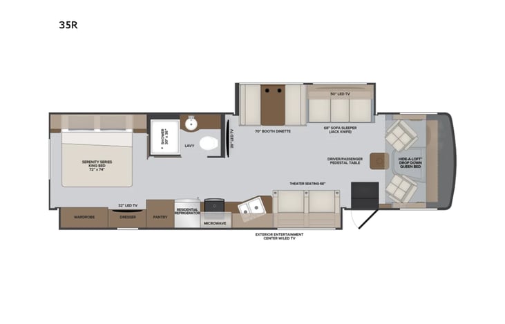 Representative floor plan provided by a trusted RVshare partner.