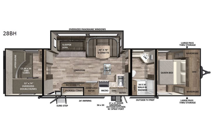 Representative floor plan provided by a trusted RVshare partner.
