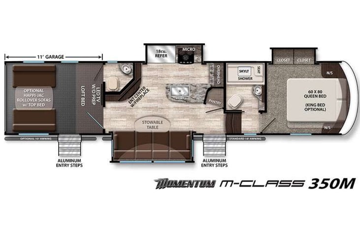 Representative floor plan provided by a trusted RVshare partner.