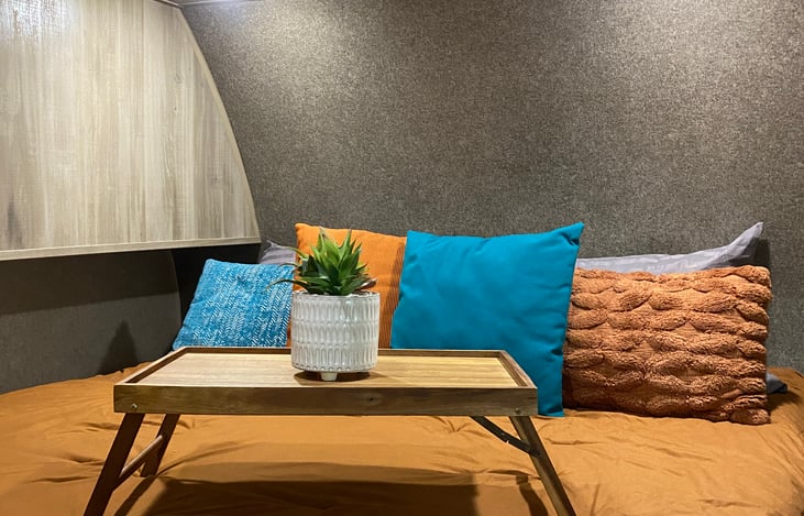 Super comfortable queen bed in the bedroom.