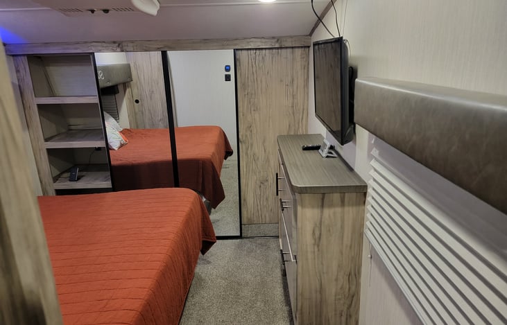 Bedroom suite features its own 15,000 btu A/C unit that also runs heat.