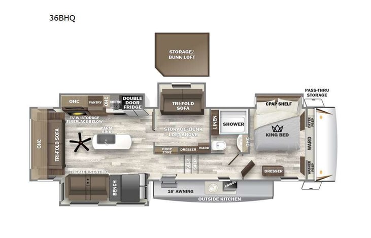 Representative floor plan provided by a trusted RVshare partner.