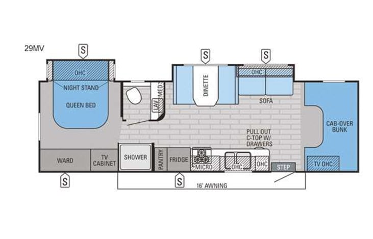 Representative floor plan provided by a trusted RVshare partner.