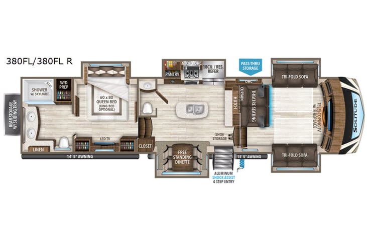 Representative floor plan provided by a trusted RVshare partner.
