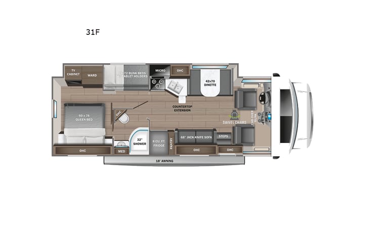 Representative floor plan provided by a trusted RVshare partner.
