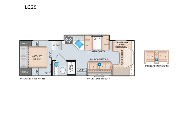 Representative floor plan provided by a trusted RVshare partner.