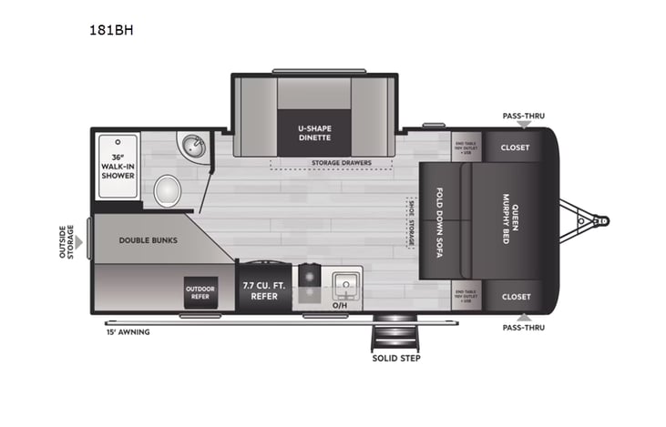 Representative floor plan provided by a trusted RVshare partner.