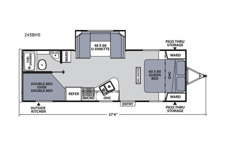 Representative floor plan provided by a trusted RVshare partner.