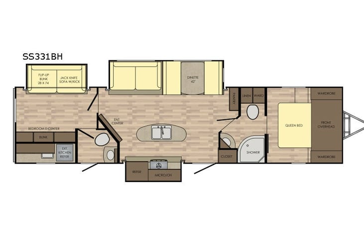 Representative floor plan provided by a trusted RVshare partner.