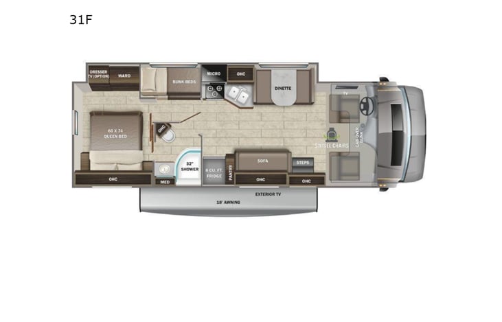 Representative floor plan provided by a trusted RVshare partner.