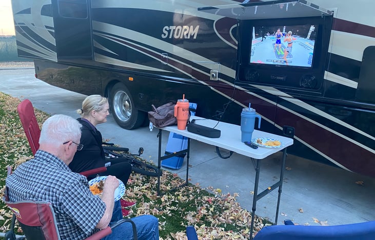Outdoor TV on Passenger Side.