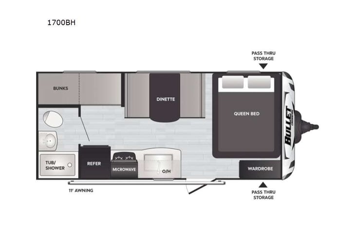 Representative floor plan provided by a trusted RVshare partner.