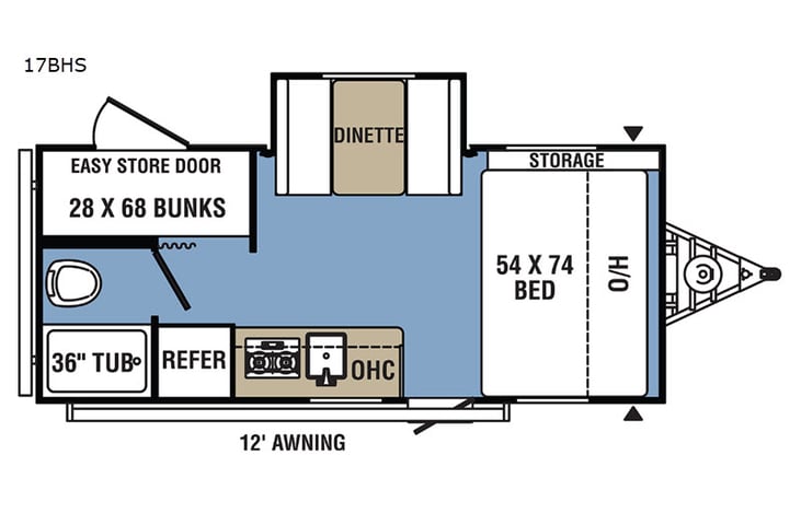 Representative floor plan provided by a trusted RVshare partner.