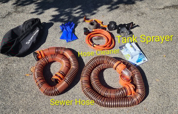 Black tank bag with gloves.