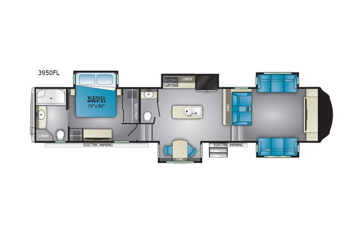 Representative floor plan provided by a trusted RVshare partner.